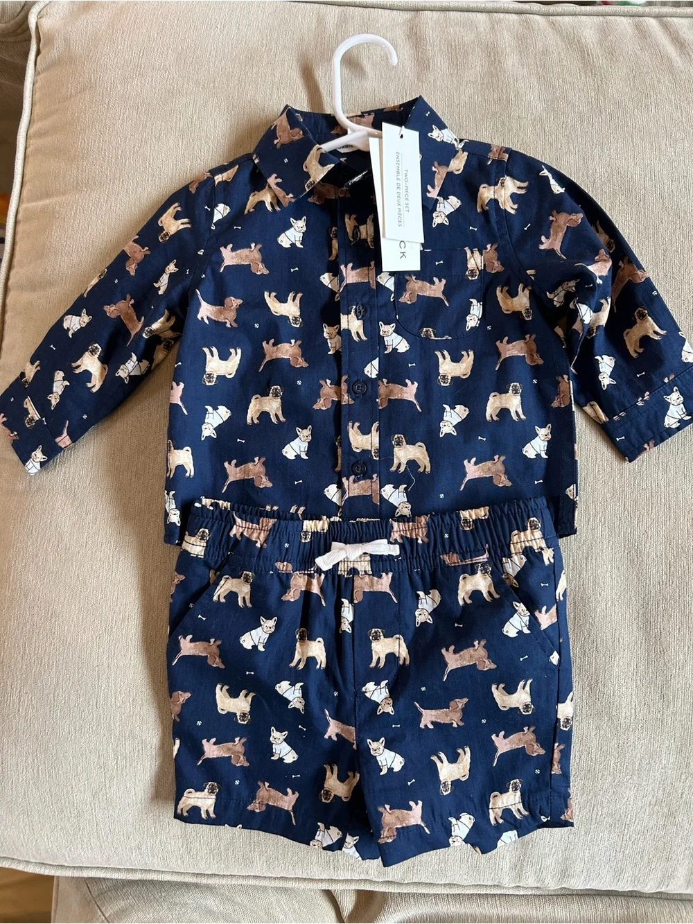 Janie and Jack Navy Dog-Print Set